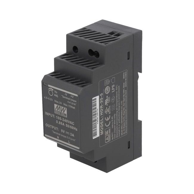 Bộ nguồn Meanwell HDR-30-5 (30W 5V 3A)